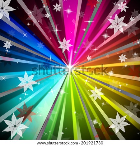 Colorful Rays Background Meaning Light Radiating And Flowers