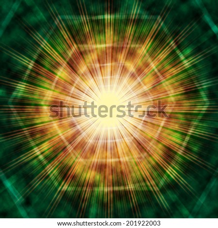 Sun Background Showing Brown Green Hexagons And Light