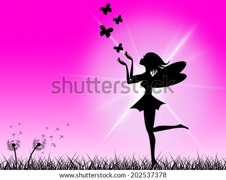 Fairy Butterflies Representing Creature Butterfly And Girl