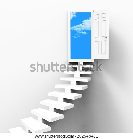Stairs Concept Showing Ladder Of Success And Door Frame