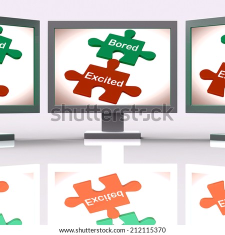 Bored Excited Puzzle Screen Meaning Exciting And Fun Or Boring