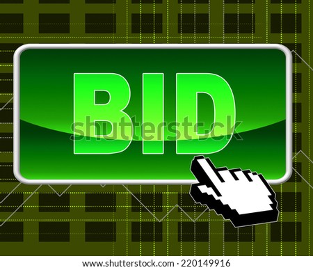 Bid Button Indicating World Wide Web And Website
