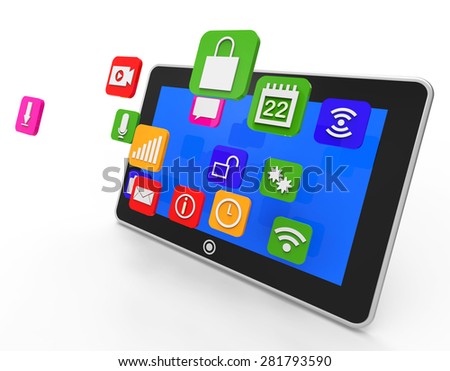 Social Media Tablet Meaning News Feed And Application
