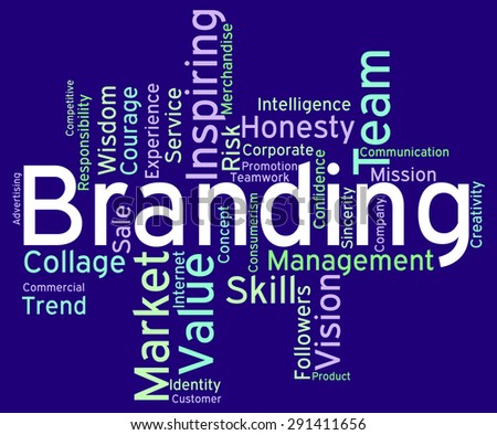 Branding Words Showing Company Identity And Products