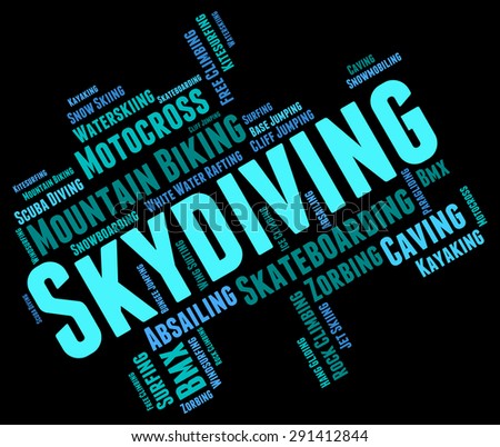 Skydiving Word Indicating Free Falling And Parachutist