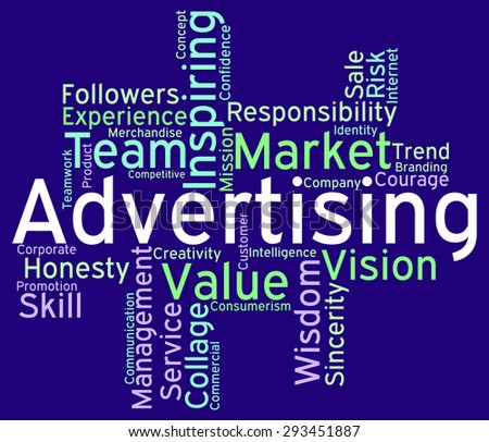 Wordcloud Advertising Indicating Ads Promotional And Promoting