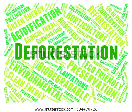 Deforestation Word Indicating Cut Down And Woodland