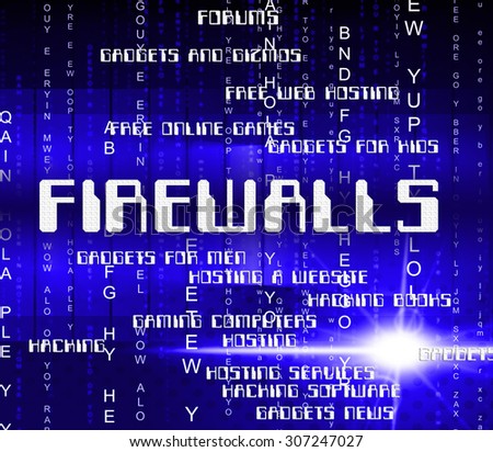 Firewalls Word Representing No Access And Security