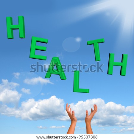 Catching Health Word Showing A Very Healthy Condition
