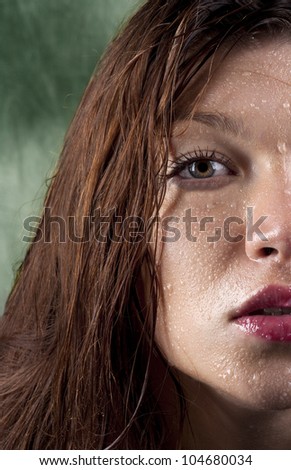 Exotic Young Model with Wet Hair and Passionate Look