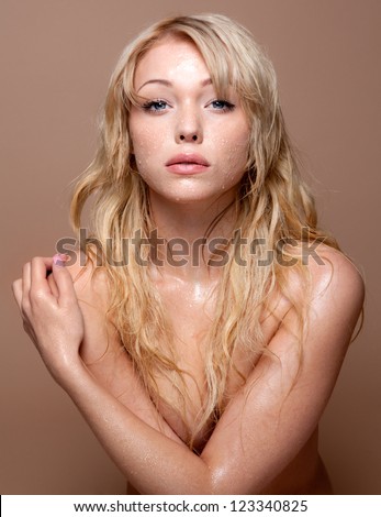 Beautiful Woman\'s Face Covered in Water