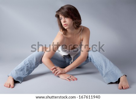 Sexy Jeans and Bare Feet Woman