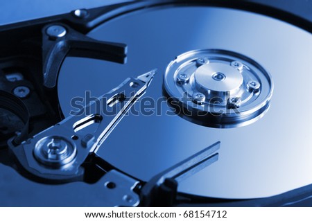 Computer hard drive in blue tone
