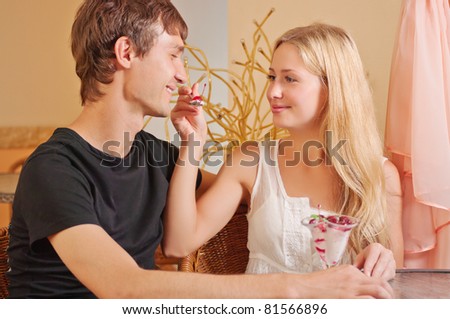Young couple in the cafe