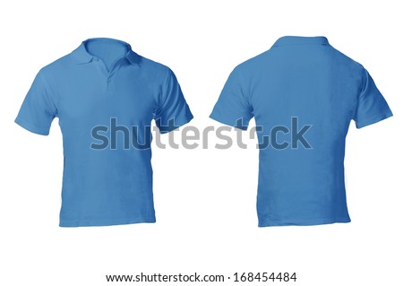 Men\'s Blank Blue Polo Shirt, Front and Back Design Template
