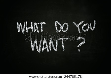 Business motivational concept the words What Do You Want written with chalk on blackboard