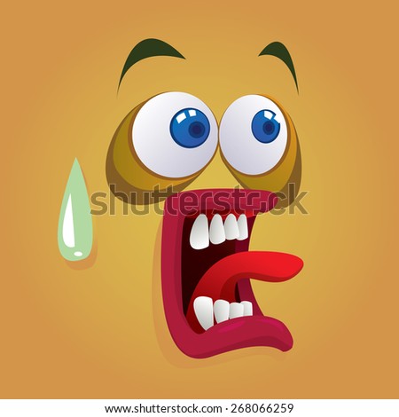 Vector illustration of scared monster avatar in brown color