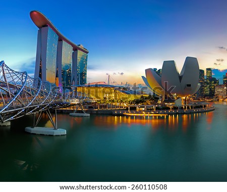 SINGAPORE  - MARCH 10: Marina Bay Sands, an integrated resort fronting Marina Bay, March 10, 2015, Singapore. The world\'s most expensive standalone casino property.