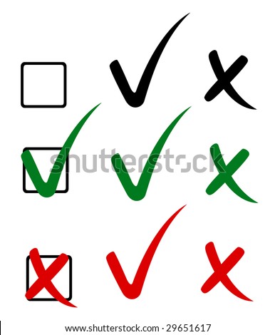 stock vector : Check mark, tick and cross. Vector illustration