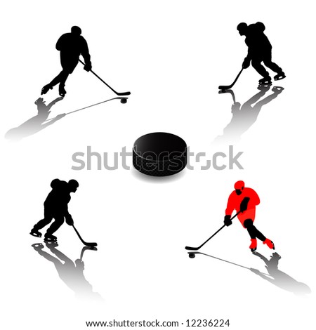 Ice hockey players (silhouette)