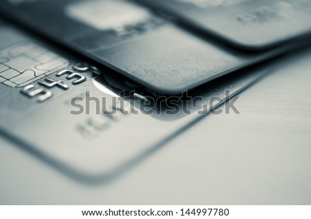 Credit cards in shallow focus
