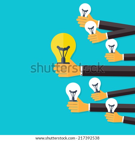 Finding the main idea. Teamwork management concept. Flat icons. Global communication and working experience. Business, briefing organization. Money making and analyzing.