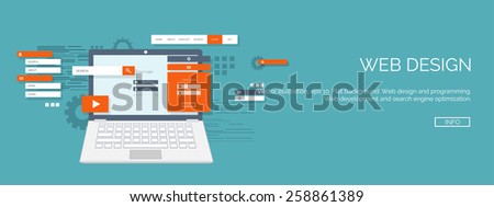 Vector Illustration. Flat Computing Backgrounds Set With Icons And