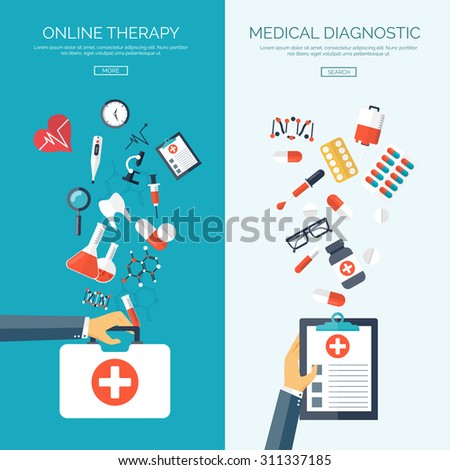 Medical flat vector background,health care,first aid.International health protection,insurance.Medicine and surgery.Vaccination,medical research program.Online health check,medical diagnosis,treatment