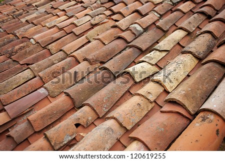 Old tile roof detail in North Spain