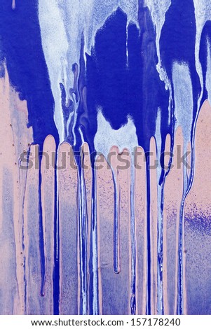 Blue and white paint dripping detail for Background or Texture