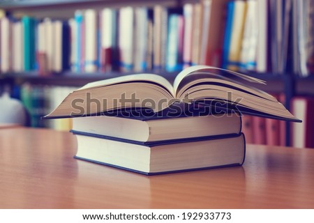 Opened book on the desk