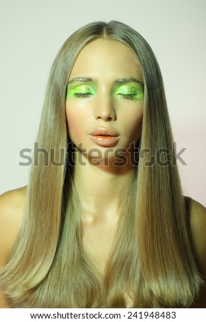 Creative makeup. Beauty Model Woman Face. Perfect Skin. Professional Make-up. Makeup. Fashion Art.