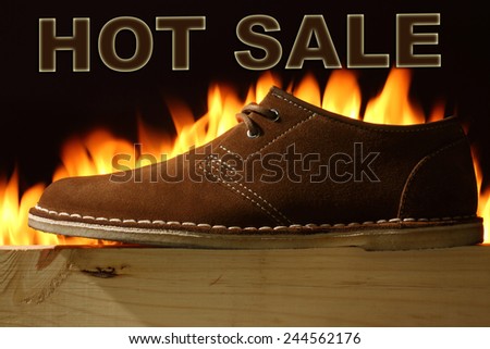 Discount. shoes with burning background, hot sale