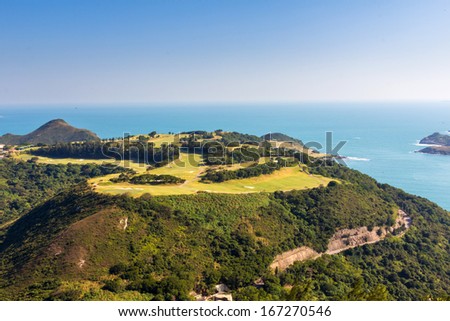 The Clearwater Bay Golf Country Club in Hong Kong, China in a misty day