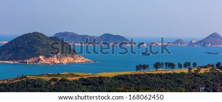 Scenic View of Hong Kong Clearwater Bay Golf Country Club in a Misty Day