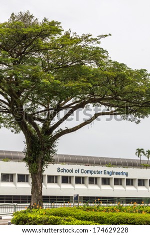 SINGAPORE - DEC 30, 2013: School of Computer Engineering of the Nanyang Technological University in Singapore. NTU is one of the two largest public universities in Singapore.