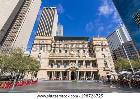 SYDNEY, AUSTRALIA - MAY 30, 2014: The Customs House is an historic Sydney landmark located in the city\'s Circular Quay area. This building served as the headquarters of the Customs Service until 1990.