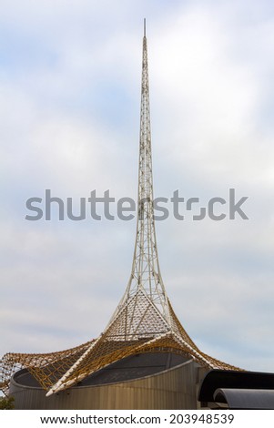 MELBOURNE, AUSTRALIA- JUNE 3, 2014: Spire of the Arts Centre in Melbourne. It is a performing arts centre consisting of a complex of theatres and concert halls in the Melbourne Arts Precinct.