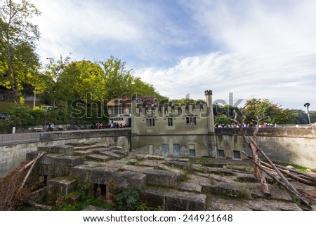 BERN, SWITZERLAND - OCT 24, 2014: The Barengraben, or Bear Pit, is a tourist attraction in the Swiss capital city of Bern. It is a enclosure housing bears, situated at the eastern edge of Bern.