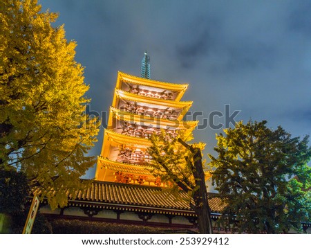 Pagoda at Asakusa Sensoji-ji temple in Tokyo, Japan
