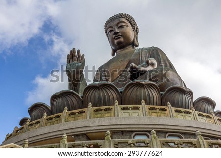 Tian Tan Buddha (the Big Buddha) statue at Ngong Ping, Lantau Island in Hong Kong.
