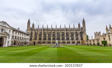 CAMBRIDGE, UK - JULY 23, 2015: King\'s college chapel in the University of Cambridge, England. It features the world\'s largest fan vault, constructed between 1512 and 1515 by master mason John Wastell.