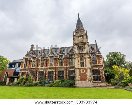 CAMBRIDGE, UK - JULY 24, 2015: Library building of Pembroke College in the University of Cambridge, England. It is the third-oldest college of the university and has over 700 students and fellows.