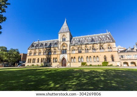 OXFORD, UK - JULY 19, 2015: The Oxford University Museum of Natural History, also known as the Oxford University Museum or OUMNH, is located on Parks Road in Oxford, England.