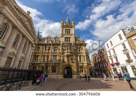 CAMBRIDGE, UK - JULY 23, 2015: Gonville and Caius College in the University of Cambridge in Cambridge, England. It\'s the fourth-oldest college at the University of Cambridge and one of the wealthiest.