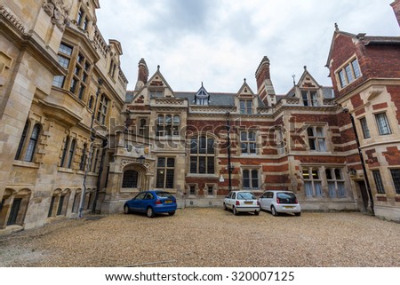 CAMBRIDGE, UK - JULY 24, 2015: Pembroke college in the University of Cambridge in Cambridge, England. It is the third-oldest college of the university and has over 700 students and fellows.