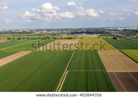Aerial view of farm lands in Netherlands