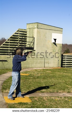Skeet shooter photographed at a northern Virginia gun club.