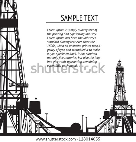 Oil rig banner for your text. Vector illustration. - stock vector