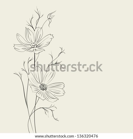 Flower over sepia background.  Illustration.